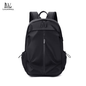 LouisWill Men Backpacks Men Shoulder Bags USB Charging Backpack Laptop Backpacks Casual Travel School Bags Dacron Solid Color Backpack Lightweight Zipper Handbags Waterproof Large Capacity Bag for Men Male
