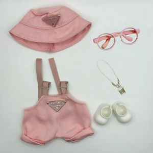 Labubu Coca-Cola Girl Dress Blue Denim Overalls Set Cute Sweet Style Playable Doll Clothes 17cm Size Available in Stock