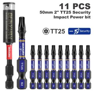 Geinxurn 2 In.Impact Tough Magnetic Power Bit SetSecurity Torx Head Power BitsS2 Alloy Steel Star T25 Screwdriver Bits Set