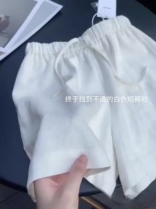 La Chapelle | White Linen Shorts for Short Women High Waist Slimming A-Line