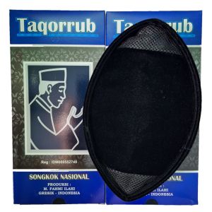 Peci Taqorrub Kopiah Songkok Hitam Polos Motif AC Tinggi 8-10 Bahan Beludru Halus Nyaman