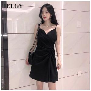IELGY black sleeveless dress womens outer wear thin A-line