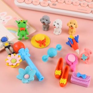 3D Cute Cartoon Erasers Stationery Goodie Bag Gift Childrens Day Birthday party Pretend Play toys.