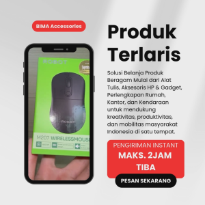 ROBOT Mouse Wireless 2.4GHz Silent Click Tombol Split Optical 1600DPI M207 Original Garansi 1 Tahun