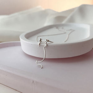 Cute Hollow Kitty Cat Pendant Necklace For Women Girls 14K Gold Plated Stainless Steel Pet Jewelry