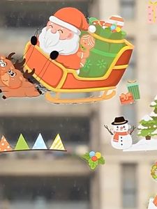 6Pcs Christmas Snowman Glass Window Festival Christmas Stickers Decoration 6张圣诞节装雪人麋鹿圣诞节静电玻璃窗贴节日气氛布置圣诞节玻璃贴 M025