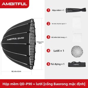 AMBITFUL | Softbox Hình Chữ Nhật Gắn Bowens Có Lưới