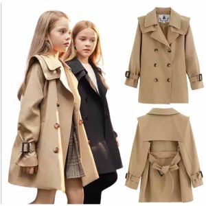 Autumn Girls Coats Kids Fashion Windbreaker Long Sleeve Trench Children Clothing Spring Teens Warm Outerwear 5-14 Years Old