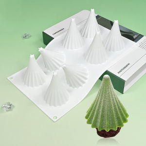 8-Piece Stripes Christmas Tree Silicone Mold Christmas Halloween Funny Mousse Cake French Pastry Baking Abrasive Tool