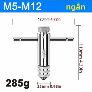 Cờ Lê Taro Có Thể Điều Chỉnh Đảo Chiều Tay Cầm Chữ T Ren Metric M3-M8 Dụng Cụ Sửa Chữa Bằng Tay Thép Không Gỉ Cờ Lê Taro Thủ Công
