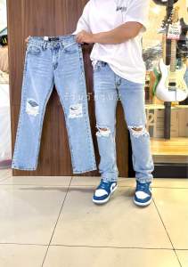 กางเกงยีนส์กระบอกเล็กแต่งขาดเข่า2ข้าง(Micro jeansR301)