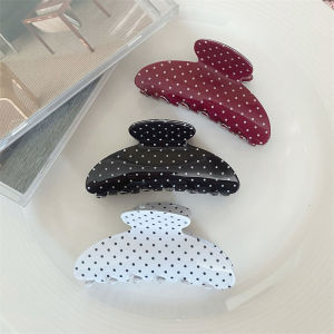 Vintage Hair Claw Clip Polka Dots Print Acrylic Large Size Shark Clip Simple Elegant Hairpin Hair Clips Women Hair Accessories
