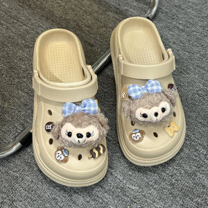 Shirley Mei Womens Thick Bottom Sandals Summer Outdoor Wear Heightening Anti-Slip Odor EVA Super Hot Head Covering Clog Shoes