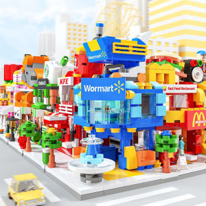 Shop Streetscape Building Block Bricks Toy Assembly Particle Children Development Education Collection Toys Puzzle Boys And Girls Birthday Gifts Kids toys