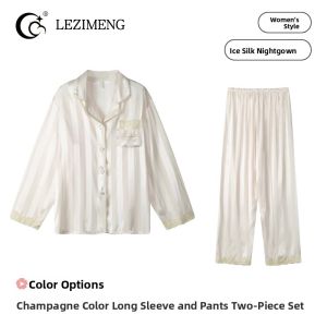 LEZIMENG | Luxurious Ice Silk Pajama Set for Couples Home Wear