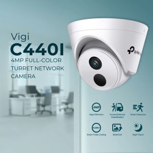TP-Link Official Store | VIGI C440I | 4MP IR Turret Home Security Network CCTV Camera Connect to Cellphone