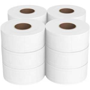 (12 ROLLS) Jumbo Roll Tissue (JRT)/Tuala Roll Jumbo / Tissue Paper 2-PLY Virgin Pulp Toilet Tissue