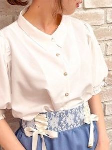 Áo Sơ Mi Nữ Tay Lửng Xếp Ly Mềm Mại Không Nhăn Dáng Rộng Tay Lửng Tay Áo Hình Đèn Lồng Màu Trắng Phong Cách Nhật Bản Mùa Hè 2025