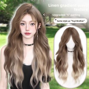 MONLEYTA | Womens Full Head Wig Natural Realistic Long Curling Hair Thickened Hair Quantity No Need To Wear A Hair Net Daily Whole Wig