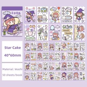 50 lembar Washi Paper Lovely Self-adhesive Cartoon Girls Stickers gambar gadis lucu
