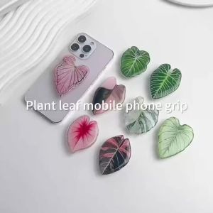 Giá Đỡ Điện Thoại Hình Lá Nhựa Nhiệt Đới Có Thể Gập Lại Thu Gọn Kẹp Đa Năng Cho iPhone Thiết Kế Lá Cây Bật Lên