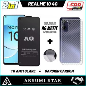 PROMO PAKET MURAH 2 IN 1 TEMPERED GLASS CERAMIC MATTE ANTI SPY REALME 10 4G TG ANTI GORES LAYAR CERAMIC MATTE ANTI SPY + GARSKIN CARBON 3D