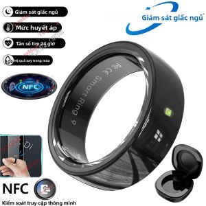 Nhẫn Thông Minh NFC Gốm Sứ 2025 Điều Khiển Bằng Cử Chỉ Chống Nước 5ATM Có Đèn LED Nhắc Nhở Theo Dõi Sức Khỏe Và Giấc Ngủ Vỏ Hợp Kim