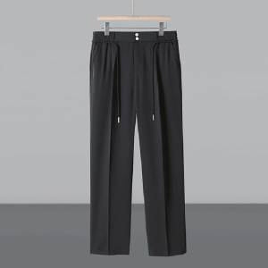 Adjustable Long Sleeve Double Button Mens Shirt Korean Design Spring Autumn Set High Fashion Trendy Ice Silk Youth Casual