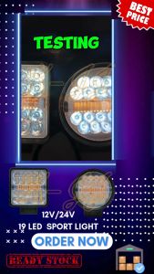 Lampu Sorot LED 4 Inci 12V/24V Universal 2 Warna 4x4 (Bulat & Petak) Lampu Kerja Sportlight SUV Treler Forklift Bot