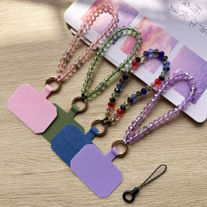Crystal Mobile Phone Charm Fancy Beaded Lanyard Exquisite New Womens Wrist Transparent Chain Pendant Bracelet Classy Chain Lanyard Wrist Strap Accessories Clip Key Ornament Beads Pendant Shell Rope Purple
