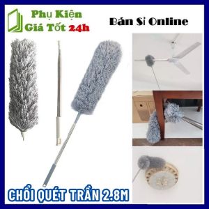 Chổi Lau Trần Nhà Chổi Quét Trần Gấp Gọn Thông Minh Cán Dài 2.8M Cây Lau Trần Nhà Thông Minh Đầu Chổi Uốn Dẻo Cán Dài