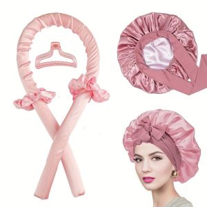 Heatless Hair Curler Set - Silk Double Layer Bonnet With Satin Lined Hair Bonnet And Headband - Overnight Curl Kit For Women Natural Curly