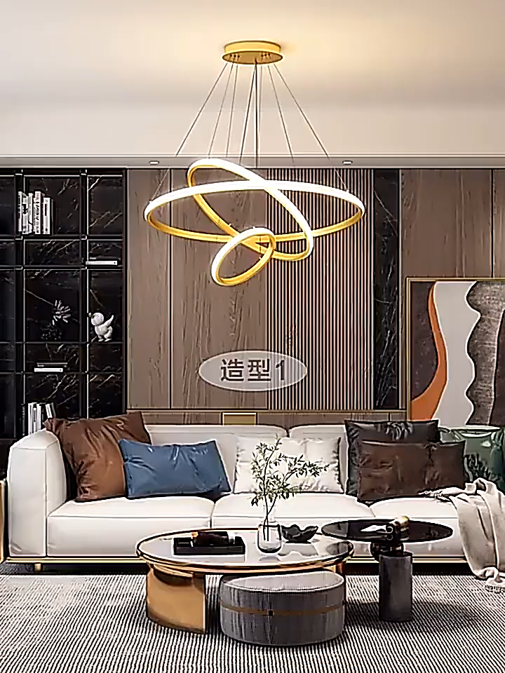 Modern Pendant Lamp Led 3 Rings Circle Ceiling Chandelier Dining Room Kitchen Bedroom Hanging Lights