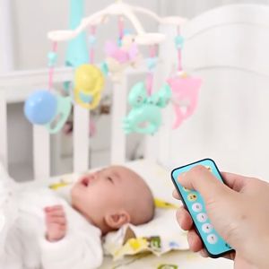 Baby Crib Stroller Music Rotate Baby Bed Bell Newborn up Rotating Music Hanging Baby Bracket Remote Light Musical Light