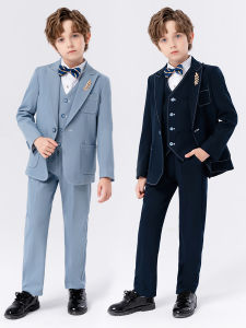 Childrens British Style Suit Set Autumn Winter New Style Wedding Dress Host Piano Performance Clothes Cotton Blend Material