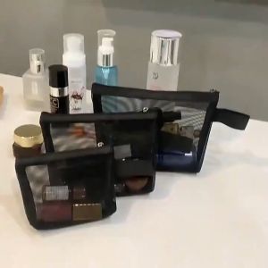 S/M/L 1 ชุด กระเป๋าเครื่องสำอางตาข่ายใส / กระเป๋าใส่เครื่องสำอาง กระเป๋าซิป / กระเป๋าจัดระเบียบเครื่องใช้ในห้องน้ำแบบพกพาสำหรับการเดินทาง