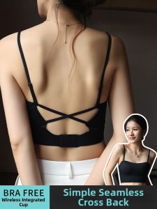 TONERCE | Crisscross Back Underwear Bra Camisole Outerwear Seamless Small Bust Gathering