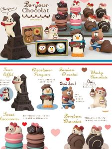 Adorable Strawberry Chocolate Macaron Cat Decoration Candy Resin Desktop Decorations for Daily Gifts Animal Shape