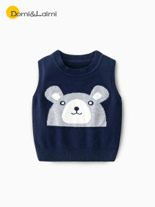 Autumn and Winter Fleece-lined Baby Vest Newborn Baby Knitted Vest Baby Boy Fashionable Outer Wear Waistcoat Vest Thickened Winter