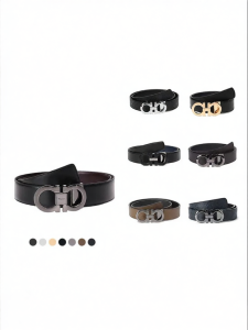 FERRAGAMO | Dây Nịt Da Bò Đảo Chiều với Khóa Hình Phẳng 3.5cm