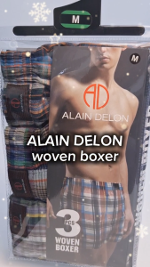 Alain Delon (3 Pcs) Mens Premium Woven Cotton Boxer Underwear Breathable Relaxed Fit Everyday Comfort – AD6346