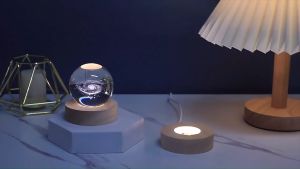 [Local Stock] Creative 3D LED Cute Galaxy Universe Crystal Dragon Ball Christmas Decor Bedroom night Warm sleep light decorative wood base