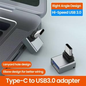 Olaf | Type C Male To USB 3.0 Female Adapter Type C To USB 90 Degrees Right Angled USB C Extension Connector for Laptop Tablet U-disk