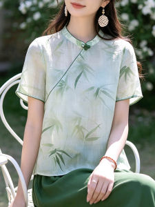 DAIXIANGFEIZI | Áo Thun Mùa Hè Phong Cách Trung Quốc Cho Mẹ từ Vải Cotton Linen