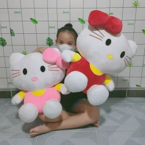 THÚ BÔNG MÈO KITTY SIZE LỚN 50CM NHIỀU MÀU DỄ THƯƠNG VẢI NHUNG MỀM MỊN