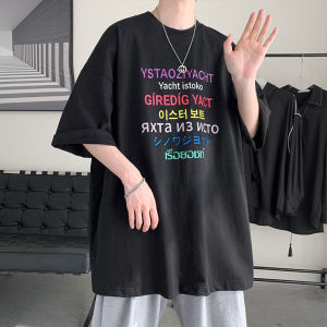 Áo Thun Nam Tay Ngắn Mùa Hè 2025 in Chữ Phong Cách Mới Dáng Rộng Đa Năng Tay Lửng Chất Liệu Cotton Thoáng Khí Thoải Mái Cho Học Sinh