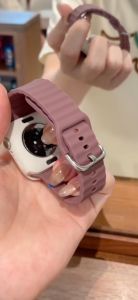 Features Cute Wavy Silicone Strap + Case For iWatch Band 49 41 45 44 38 40 42 Girl Sport Bracelet Mteal Buckle For iWatch 9 8 7 6 SE Cover