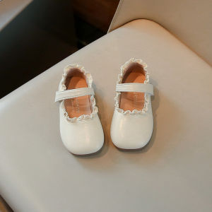 Giày Da Đế Mềm Màu Đen Cho Bé Gái Giày Công Chúa Mùa Xuân Thu Thường Ngày Đế Cao Su Dây Đeo Giày Bằng Vải Dán