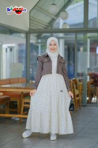 Dress Panjang Anak Perempuan Remaja Tanggung Kidoola Baju Dress Plus Outer Anak Perempuan Remaja 7-13 Tahun