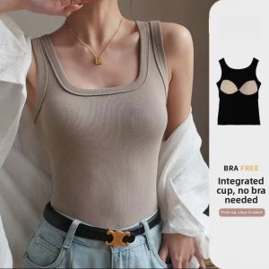 QIAOCHENXIAN | Slimming Chest Pad Integrated Strapless Camisole with Side Support for Women